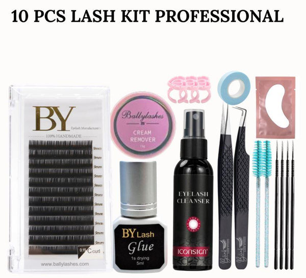 BY 10 Pcs Premium handmade Permanent  Eyelash Extensions Kit For Saloon