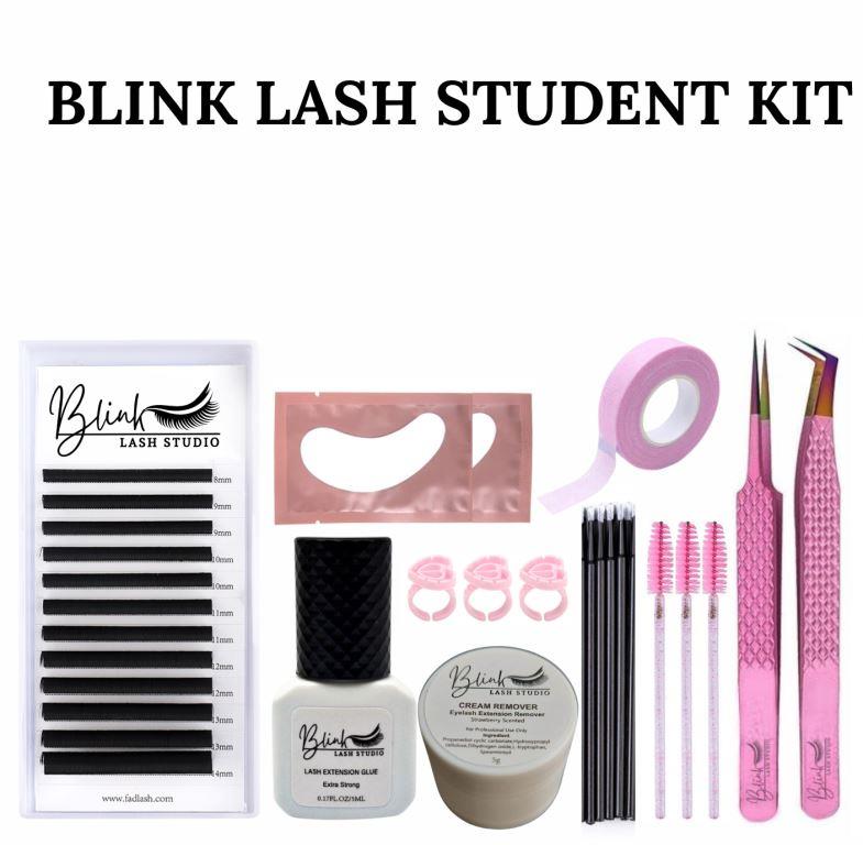 BLINK Professional Eyelash Extension Kit Lash, Tweezers, Mascara Brushes for Beginners Starters