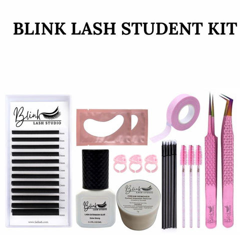 BLINK Professional Eyelash Extension Kit Lash, Tweezers, Mascara Brushes for Beginners Starters