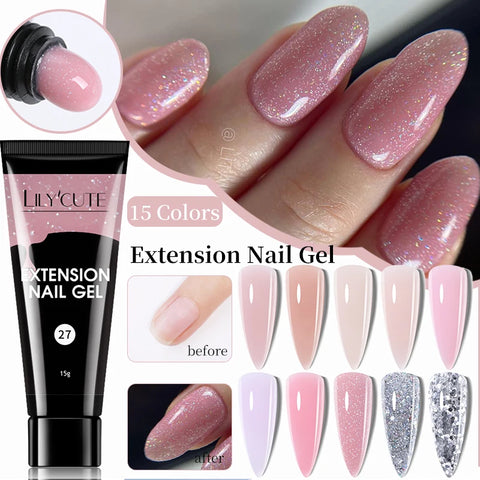 LILYCUTE 15ml Extension Nail Gel Building For Manicure Semi Permanent Varnish Nail Polygel