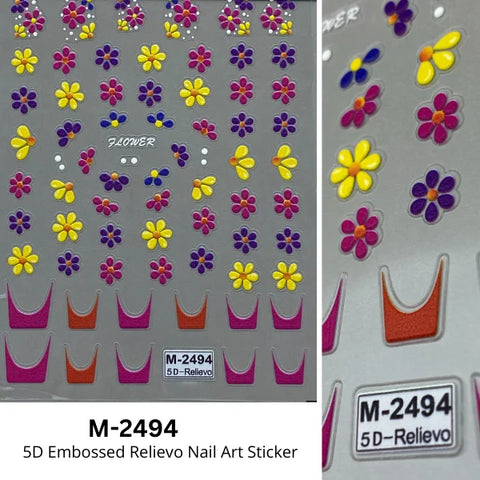 Flower & Butterflies 5D Embossed Nail Art Stickers Floral Nail Decals For Nail Art Lover Girls.