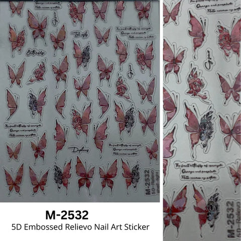 5D Embossed Beautiful Butterflies Nail Art Stickers Best For Salon Professionals & Nail Art Lovers.