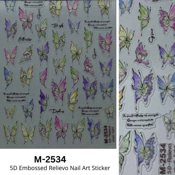 5D Embossed Beautiful Butterflies Nail Art Stickers Best For Salon Professionals & Nail Art Lovers.