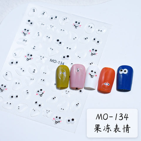 Jelly Embossed Nail Sticker Love Flower Starlight Star Penetrating Flower Self Adhesive 5D Nail Stickers DIY Decorations