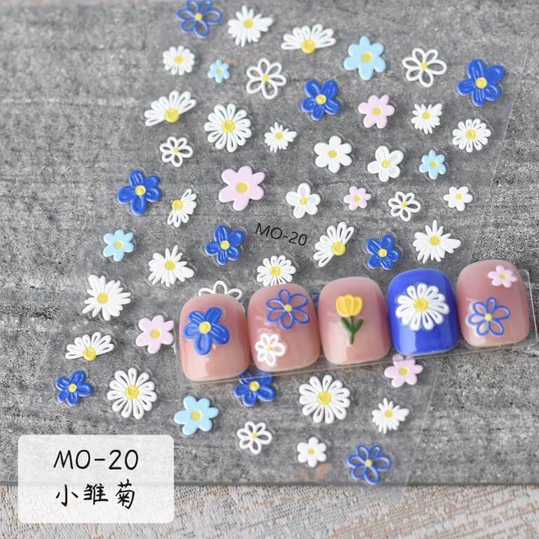 Flower Nail Stickers for Nail Art 5d Embossed Spring Nail Decals for Nails Designs Self Adhesive Colorful Floral Blossom Daisy Butterfly Stickers