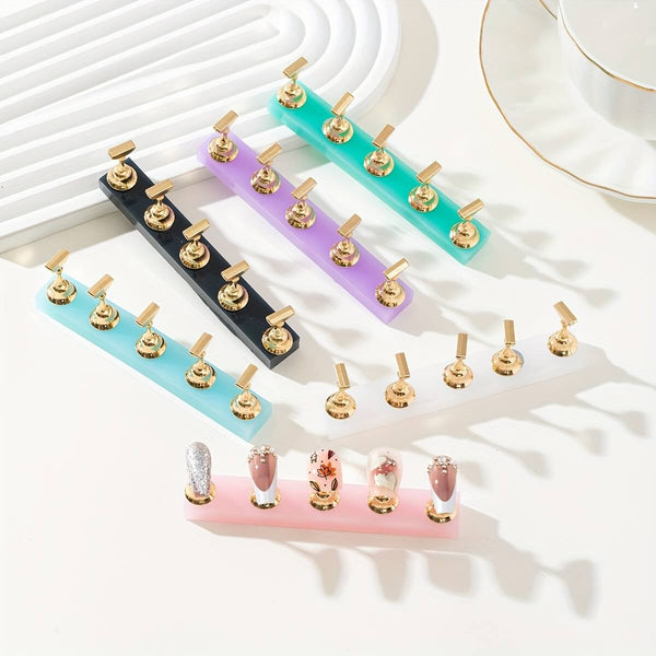 5pc Rectangular Magnetic Nail Tip Holder | Resin Stand for Practice & Display