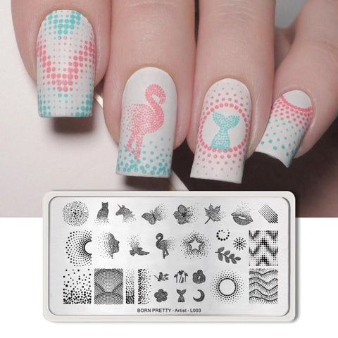 Born Pretty Artist L003 Stainless Steel Nail Stamping Image Plate Dotted Patterns Nail art