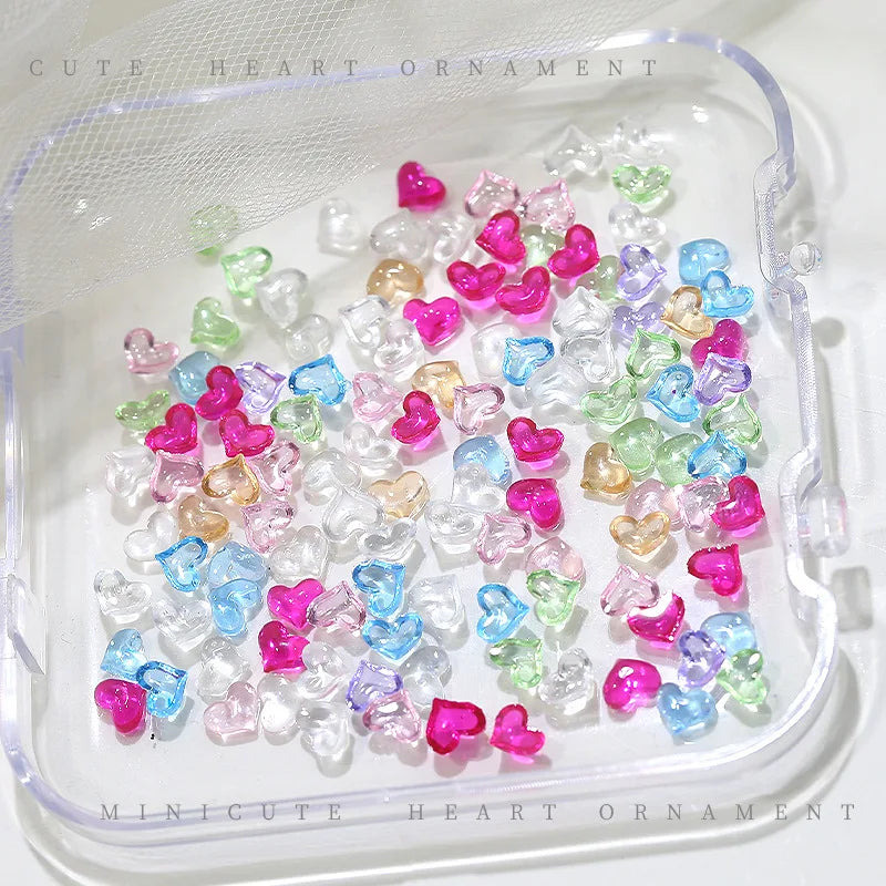 Ice Transparent Colorful 3D Mini Peach Heart Peach Nail Art Gems Manicure Gem Manicure Charms Accessories