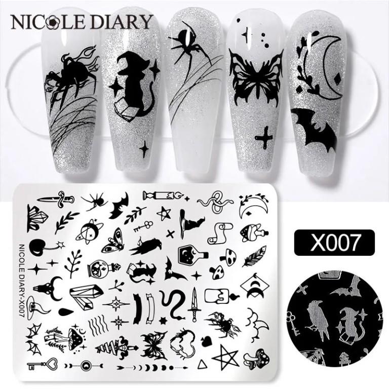 NICOLE DIARY Rectangle Nail Stamping Plates Stainless Steel Young Girl Nail Art Stamp Stencils