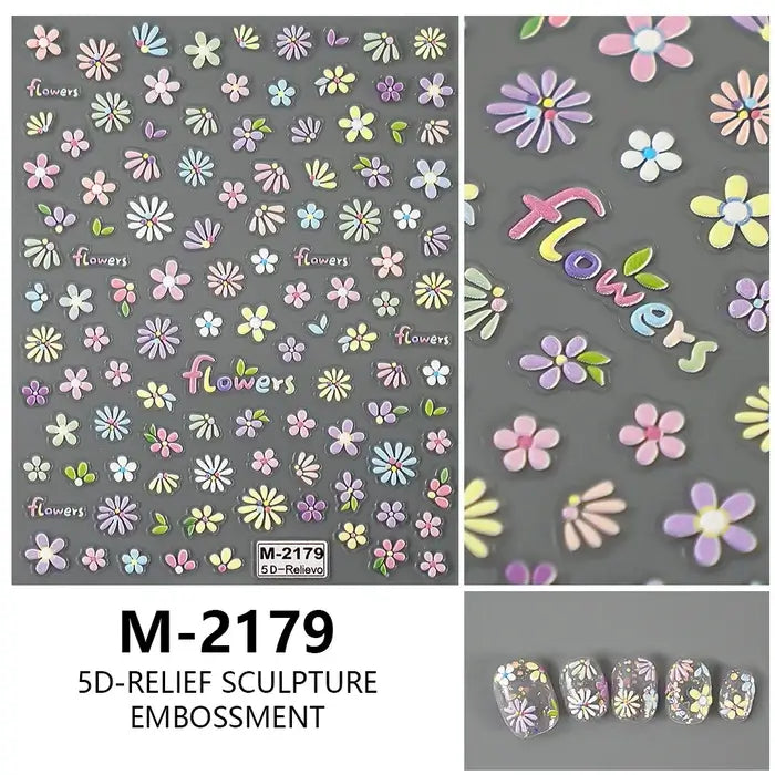 5D Embossed Floral Nail Art Stickers Transform Your Nail Art With Premium Nail Art Decoration Long-Lasting Style.