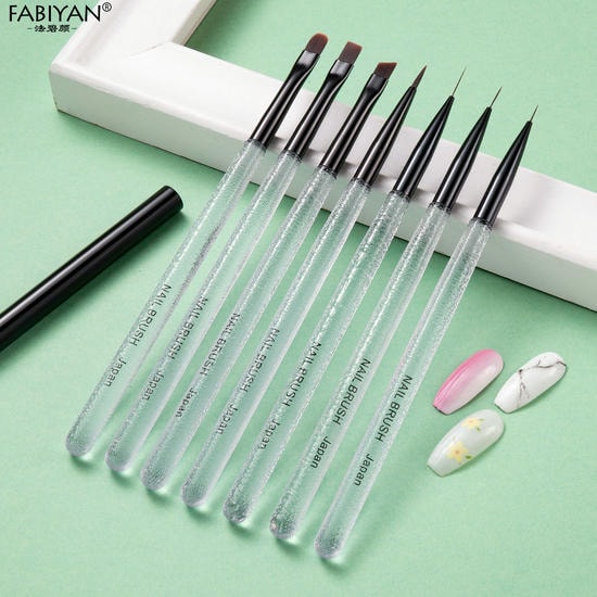 Crystal 7 pcs Nail art Brush Set Professional Nail art Brush Set For Nail Enthusiats and Salon's.