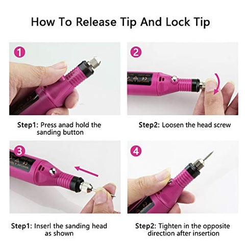 Portable Electric Nail Drill Machine Nail Art Pen Manicure & Pedicure Tool with 6 Nail Drill Bits Kit