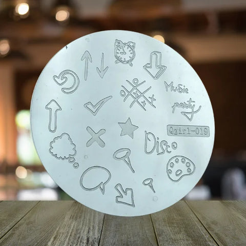 Nail Art Stamping Plates For Creating Flawless Nail Designs Made Easy with Round Stainless Steel Nail Stamping Plates.