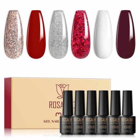 ROSALIND UV Nail Polish Set of 6, UV Soak Off Nail Polish For Manicure