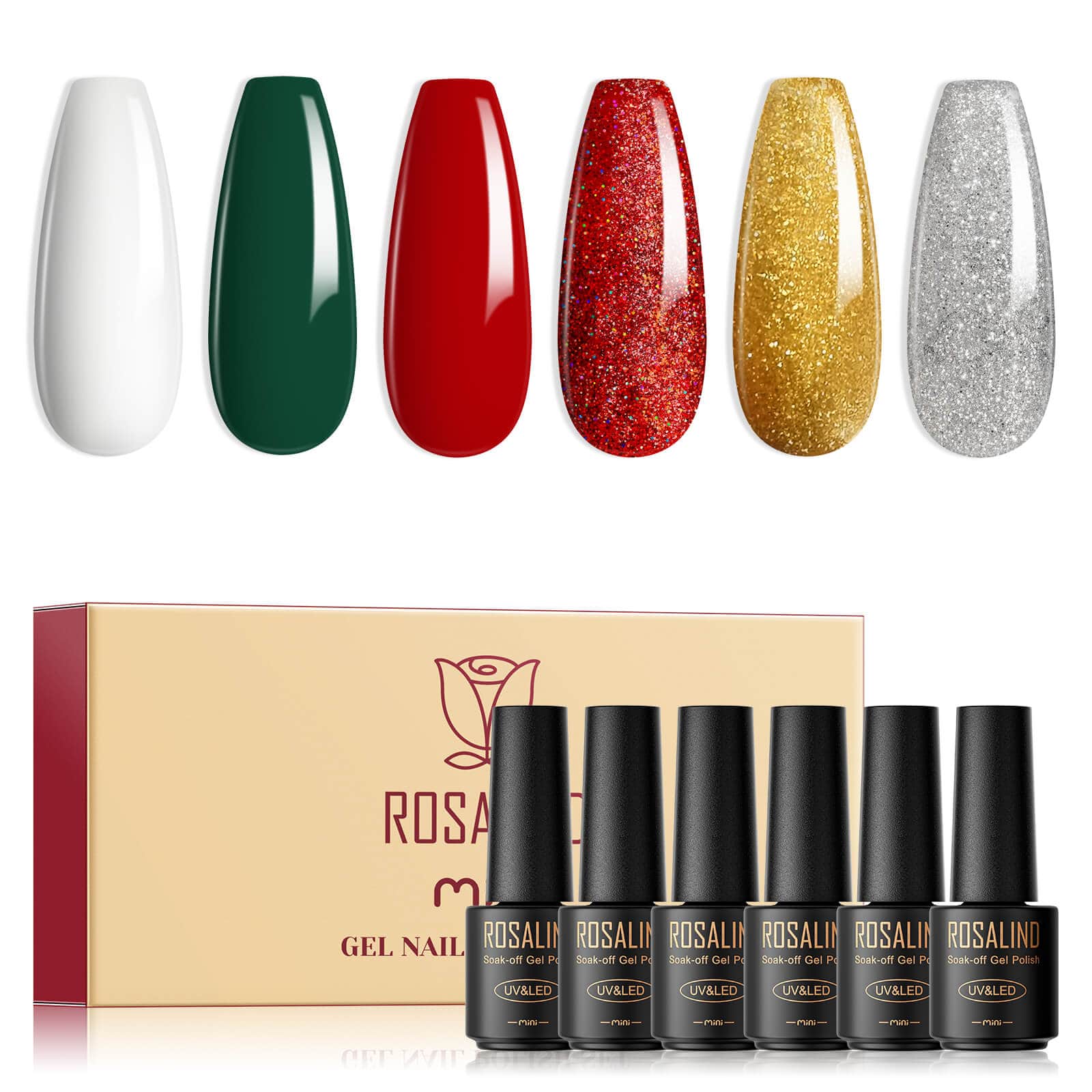 ROSALIND Gel Nail Paints Set of 6 Pcs Gel Polishes Nail Kit Semi Permanent Nail Art Kit Soak off nail Paints