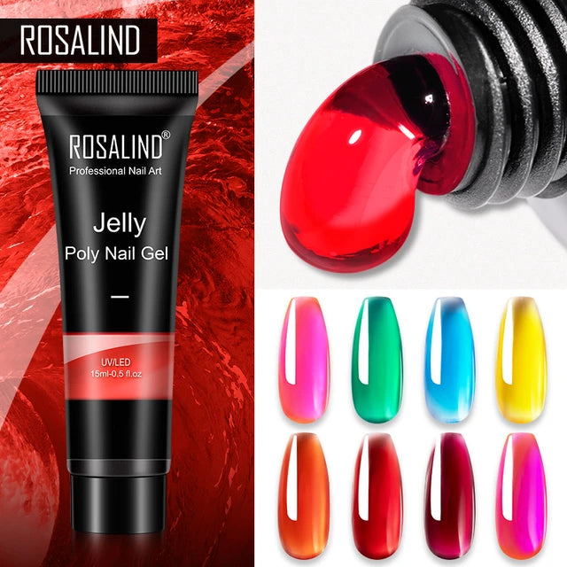 ROSALIND 15ml Poly Nail Gel Jelly Glaze Colors Nail Builder Extension Gel For Nails Art Design Semi Permanent Hybrid Varnishes