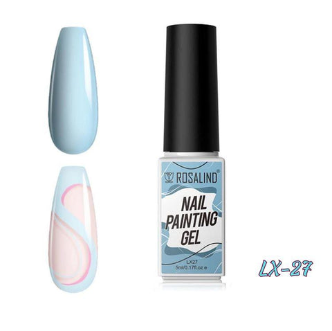 ROSALIND Nail Art Gel Liner Set, Gel Paint Gel Nail Art Liner Brush Soak Off Painting Drawing Gel Liner Pens for Home Salon DIY Manicure Nail Design UV LED Required