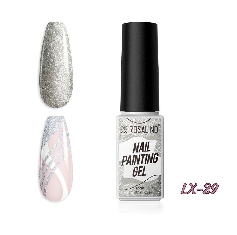 ROSALIND Nail Art Gel Liner Set, Gel Paint Gel Nail Art Liner Brush Soak Off Painting Drawing Gel Liner Pens for Home Salon DIY Manicure Nail Design UV LED Required