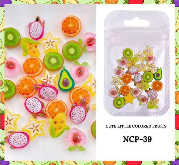 50pcs Cute Cartoon Mini Watermelon, Orange, Fruit Slices Series Nail Art Resin Designer Charms Designer Art Decorations For 3D Nail Decorations