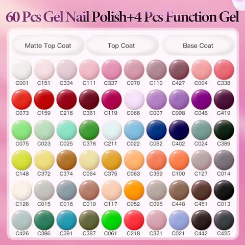 Rosalind Professional 60 Pcs Gel Nail Polish Set Semi Permanent UV Gel Color Box For Professional Nail Enthusiasts