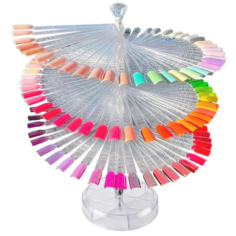 Professional Nail Swatch Display Stand with 120 Swatch Sticks - High-Quality Acrylic Organizer Stand for Nail Polish Display.