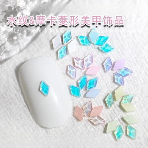 Rainbow mocha color rhombus flat bottom Diamond Shape Nail art crystal glass rhinestones 3d nail decoration mini shape