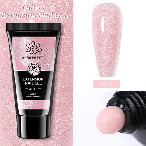 BORN PRETTY 30ml Glitter Pink Acrylic Quick Building Extension Nail Gel Nail Art Gel Polish For Manicure