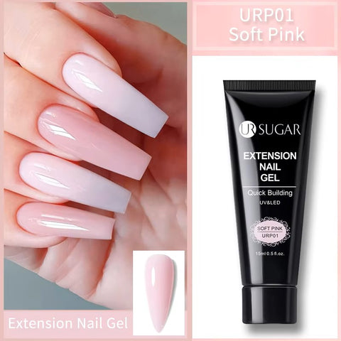 UR Sugar 15ml Extension Gel Polish Bright Nude Pink Semi Permanent UV Extension Gel Nail Finger Extend Gel Lacquer Set