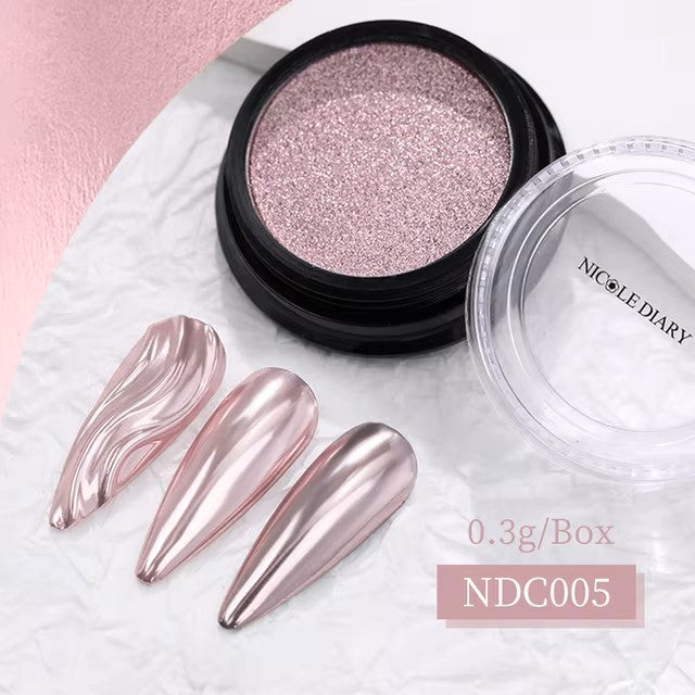 Rose Pink Chrome Nail Powder Metallic Mirror Effect Gel Nails Art Pigment Solid chrome Powder for Manicure Design and nail Decoration