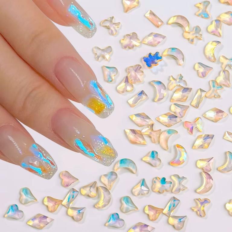 Aurora Diamond Nail Accessories Mini Glass Diamond Mixed Flat Bottom Shaped Diamond Nail accessories rhinestone