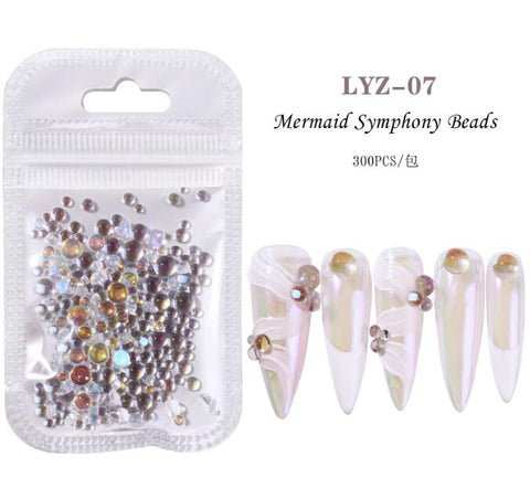 Mermaid Crystal Beads Nails Rhinestones Pearl Nail Art Decoration Symphony 3D Glitter Jewelry for Nail Art Decoration