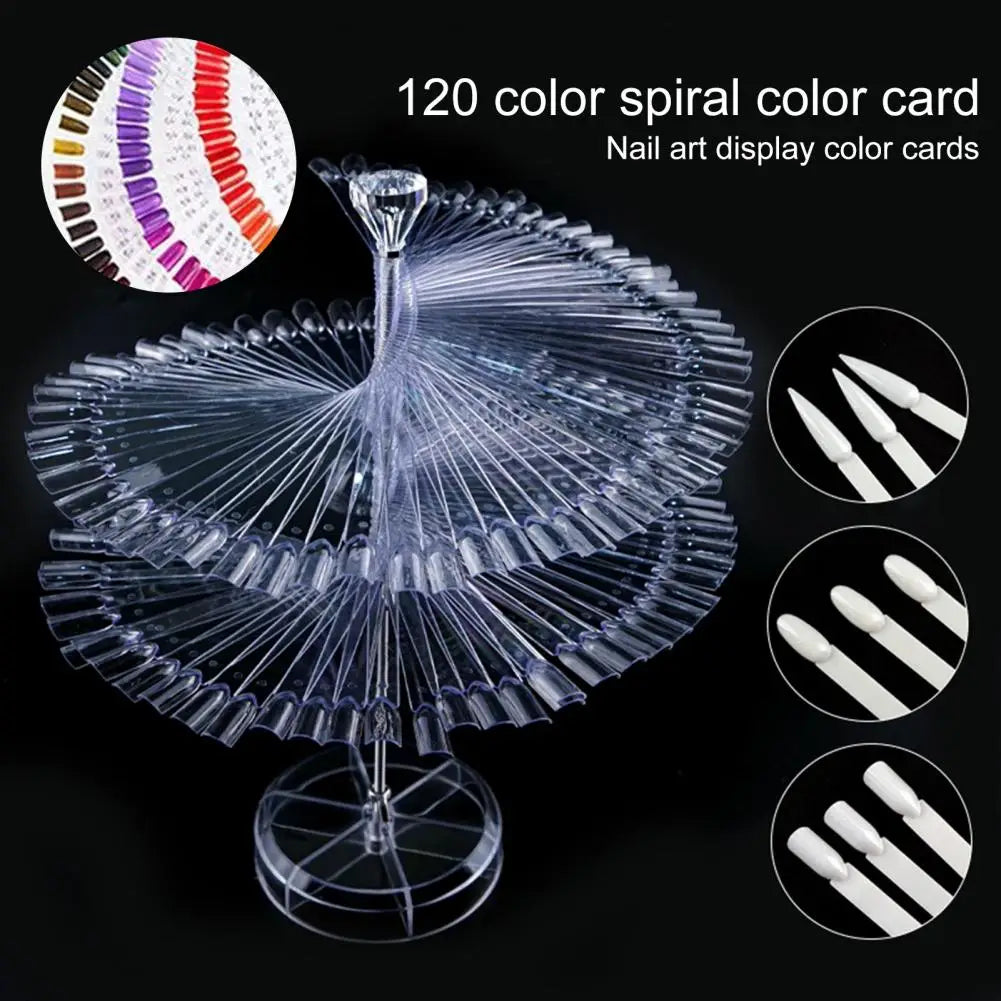 Professional Nail Swatch Display Stand with 120 Swatch Sticks - High-Quality Acrylic Organizer Stand for Nail Polish Display.