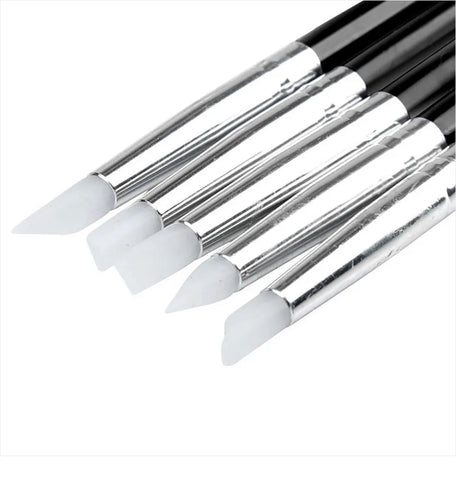 Professional Silicone Nail Art Brush Set  5-Pcs Nail Art Brushes For Salon and Home Use.