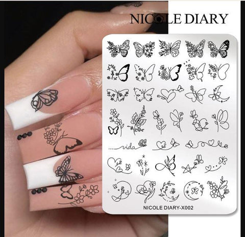 NICOLE DIARY Rectangle Nail Stamping Plates Stainless Steel Young Girl Nail Art Stamp Stencils