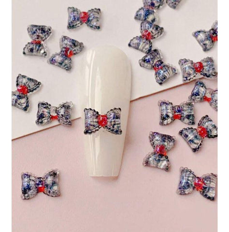 Cute Mini Luxury Kawaii Colour Bow Nail Art Charms 3D Japanese Alloy Bow Tie Jewelry Nail Rhinestone Cute Bow DIY Nail Decoration