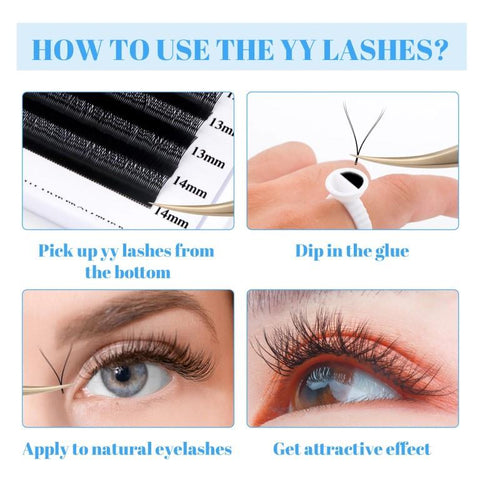 BLINK YY Lash Extensions D Curl 0.07mmSingle number Tray Premade Volume 2D Fans Eyelash Extension Y Type Soft Eye Lashes Supplies