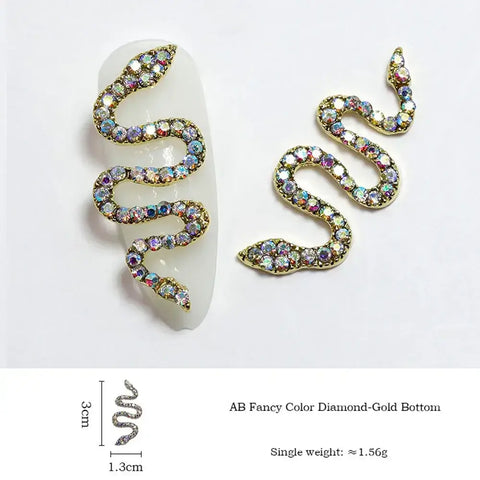 3d Snake Nail Art Charms Sparkling Rhinestone Snake Design for Flawless Nail Art Perfect for Professional Salons and DIY Manicures.s