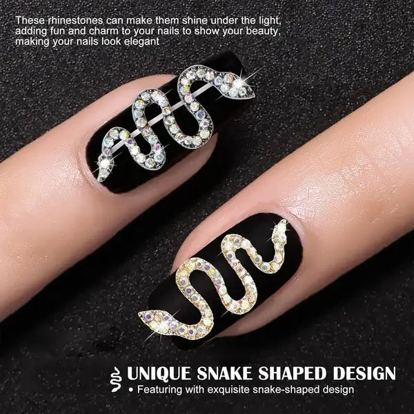 3d Snake Nail Art Charms Sparkling Rhinestone Snake Design for Flawless Nail Art Perfect for Professional Salons and DIY Manicures.s