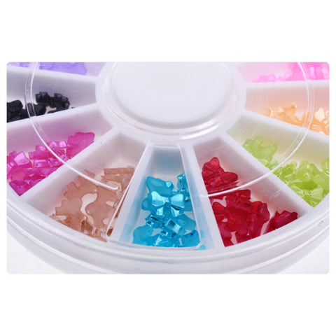 Multi colors 3D nail art Acrylic decorations DIY Beauty Bow knot Rhinestone Wheel Nail Tools