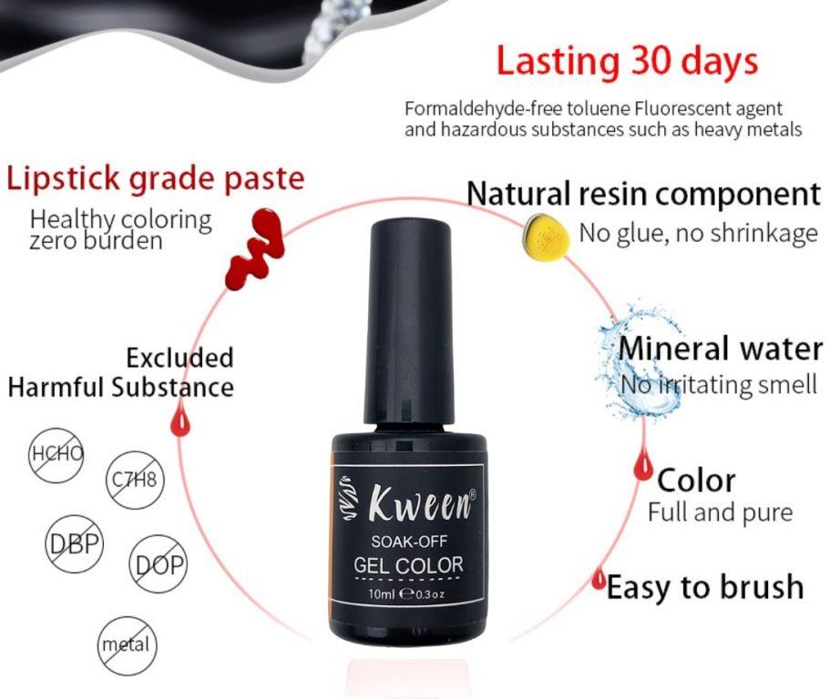 KWEEN Glitter Gel Nail Polish, Gold Diamond Gel Polish Spark Shiny Gel Nail Art Soak Off UV LED Lacquer Gel For Manicure