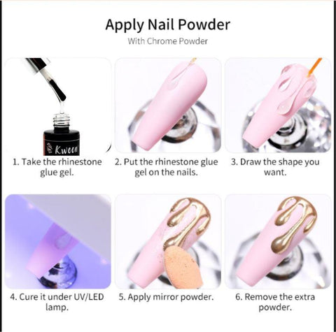 KWEEN Nail Rhinestone UV Glue Gel, Super Strong Adhesive No Wipe Gel Nail Glue For Rhinestones, 3D DIY Decorations Nail Gem Glue