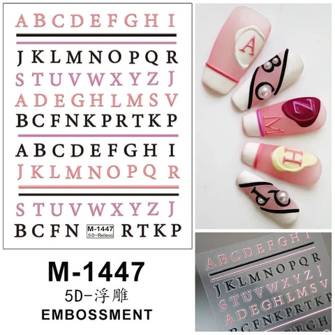 Alphabets and Stars 5D Nail Art Stickers For Creating Salon-Quality Nail Designs At Home