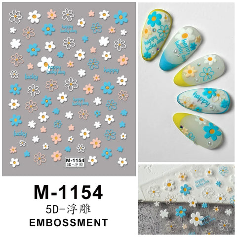 Blue Roses 5D Embossed Floral Nail Art Decoration Stickers For Creating Nails Best For Nail Art Professionals.