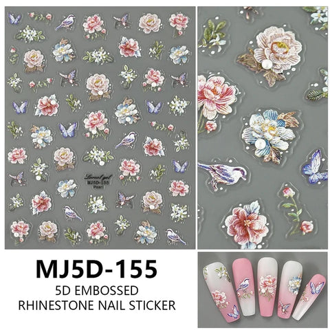 5D Embossed Flowers & Premium Patterns with stones and pearls Nail Art Stickers Which Will Gives Your Nails an Attractive Look Best For Nail Art Enthusiats.