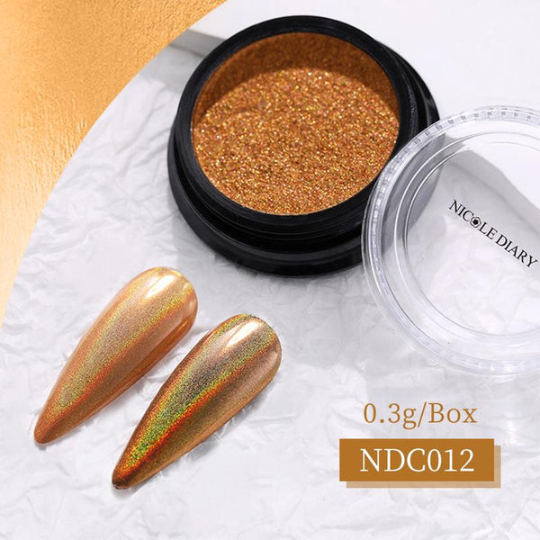 Holographic Solid Mirror Nail Metallic Rubbing Chrome Powder Shinning Manicure Pigment