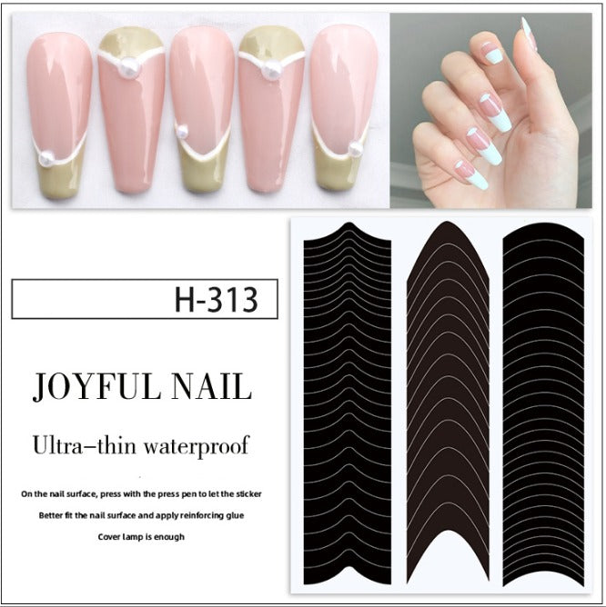 Professional Ultra-Thin Waterproof French Tip Nail Stickers For Home and Salon Use.