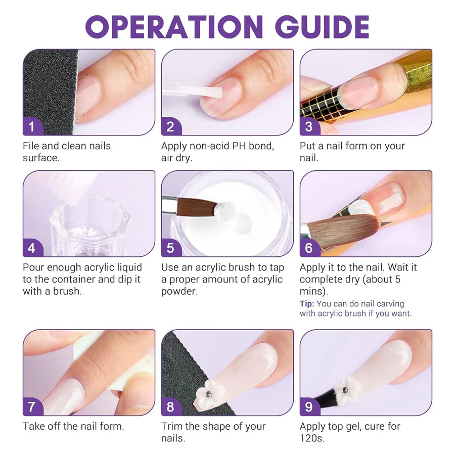KWEEN 17 Pcs Acrylic Kit Professional For Salon with Gel Color