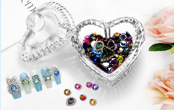 Heart-Shaped Crystal Glass Dappen Dish with Lid-For Nail Art