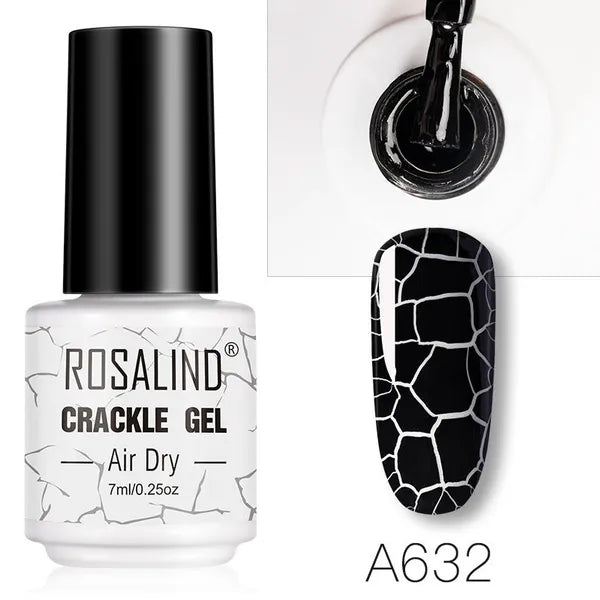 Rosalind Nail Polish Crackle Gel, Colors Gel Nail Polish Cracking Glue Burst Glue Nail Polish Air Dry for Nail Art Design Salon Quality DIY Home 7ML