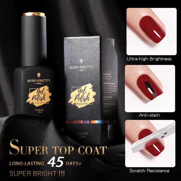 BORN PRETTY 15ml Super Shinny Topcoat Soak Off UV Nail Gel